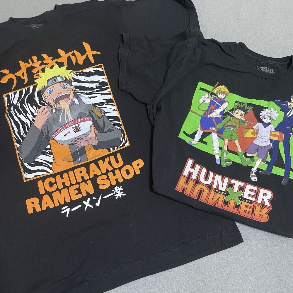 Men's Anime Shirt‎ Naruto My Hero Hunter X Hunter Sz XL Lot Of 2 T-shirt Graphic